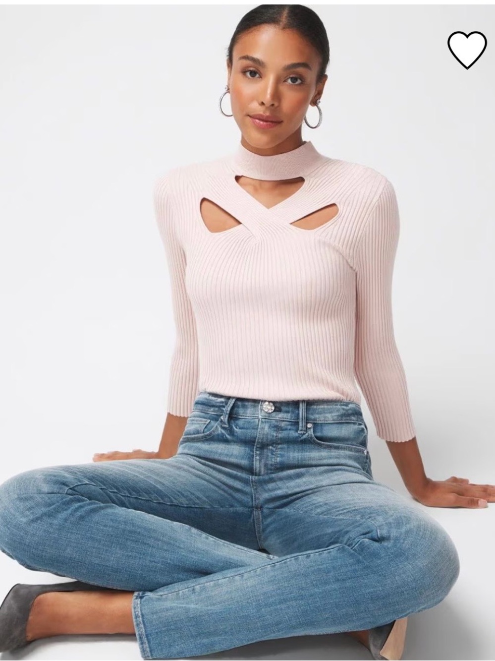 White House Black Market Ribbed Knit Top - Light Pink